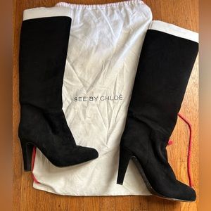 See by Chloe black suede knee high boots

Like new. Size 39, 4 inch heel
